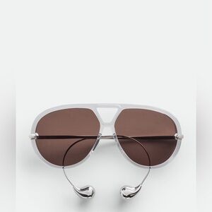 BOTTEGA VENETA Drop Aviator Sunglasses in Grey/Brown